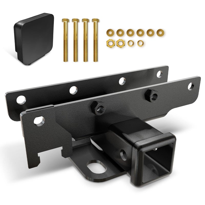 YZONA for Jeep Wrangler Tow Hitch Trailer Kit Compatible with 2018 2019 2020 2021 2022 2023 2024 Jeep Wrangler JL JLU Hitch Receiver with Cover  2 Inch Rear Bumper Towing Combo (2 Door & 4 Doors) - Image 1